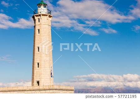 Lighthouse near Gythio against blue sky 57721195