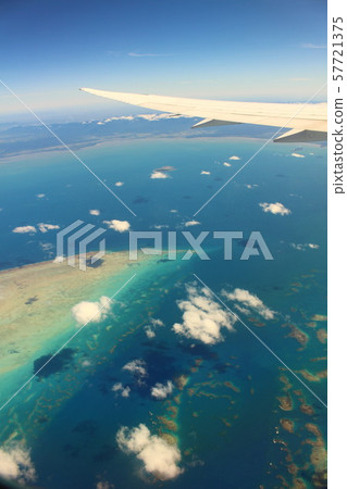 Great Barrier Reef seen from an airplane Great Barrier Reef seen from an airplane 57721375