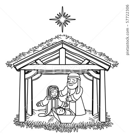 Nativity Scene Christmas Cartoon 57722306