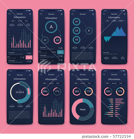 Different UI, UX, GUI screens and flat web icons for mobile apps Different UI, UX, GUI screens and flat web icons for mobile apps 57722534