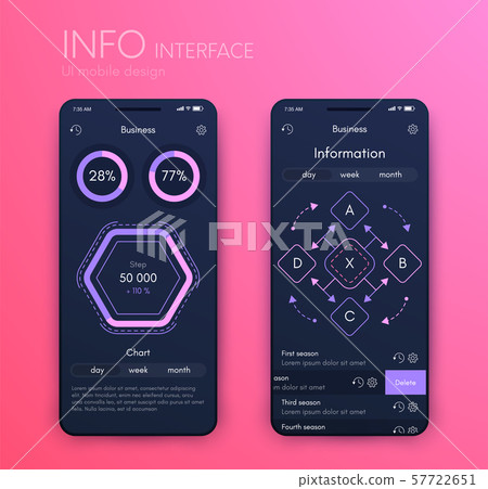 Vector graphics mobile infographics with three options. Template for creating mobile applications 57722651