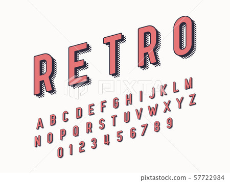 Retro font and alphabet. Stock vector illustration 57722984