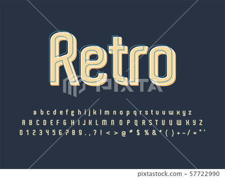 Retro font and alphabet. Stock vector illustration 57722990