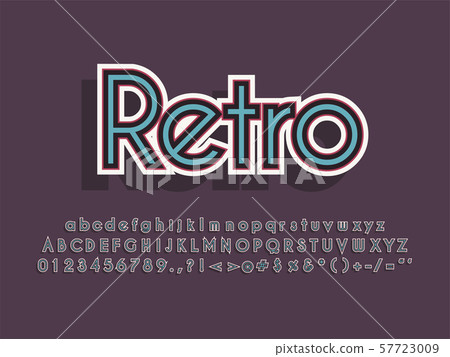 Retro font and alphabet. Stock vector illustration 57723009