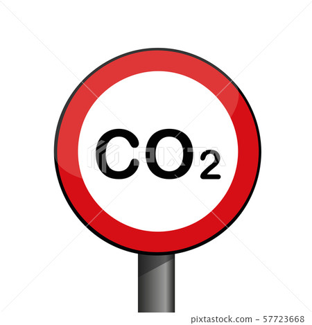 round warning sign CO2 environmental pollution 57723668