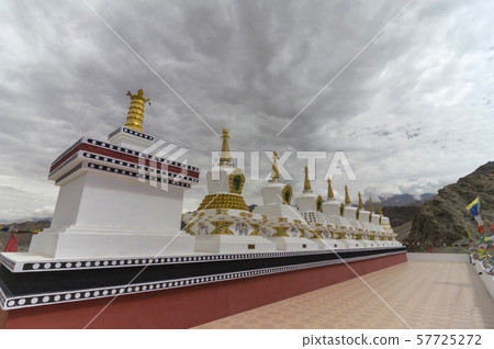 Chorten or Stupa religious monument symbolizing Buddha's presence, Thiksey Monastery, Ladakh, India Chorten or Stupa religious monument symbolizing Buddha's presence, Thiksey Monastery, Ladakh, India 57725272