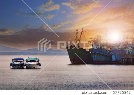 beautiful sun rising sky ranong port andaman sea beautiful sun rising sky ranong port andaman sea 57725842