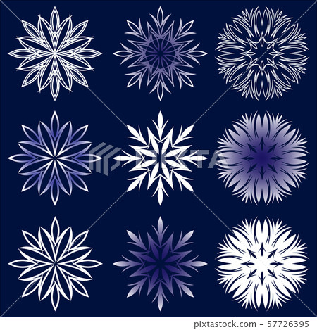 Set of snowflakes on blue background. Vector. 57726395