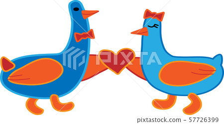 Couple birds with heart in flat style Couple birds with heart in flat style 57726399