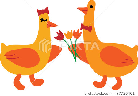 Retro cartoon couple birds. Vector illustration. Retro cartoon couple birds. Vector illustration. 57726401