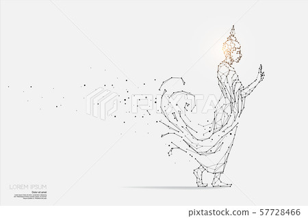 The particles, geometric art, line and dot of 57728466