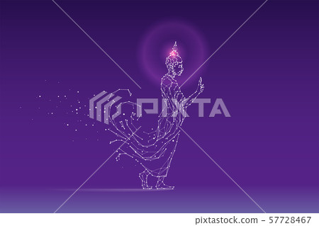The particles, geometric art, line and dot of 57728467