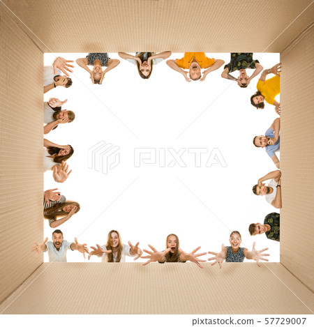 Shocked people opening the biggest postal package Shocked people opening the biggest postal package 57729007