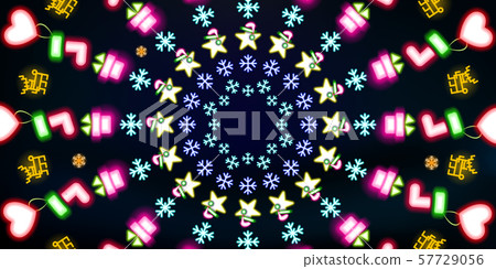 Multi-colored round neon shining, Christmas 57729056