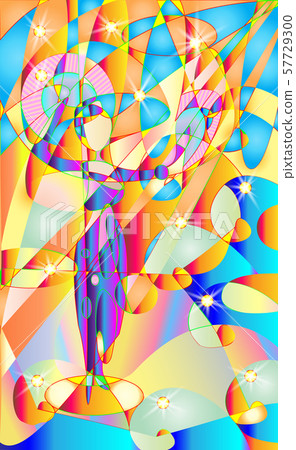 Fresco, stained glass Woman, girl performing Fresco, stained glass Woman, girl performing 57729300