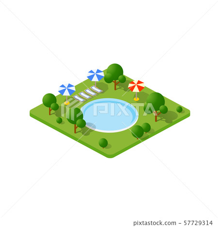 Isometric 3d trees park - Stock Illustration [57729314] - PIXTA