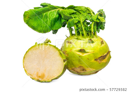 Kohlrabi and its cross-section 3d rendering Kohlrabi and its cross-section 3d rendering 57729382