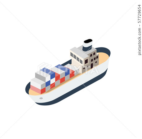 Isometric ship container vessel - Stock Illustration [57729654] - PIXTA