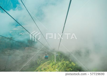 Ropeway on top Roza Peak. Sochi, Krasnodar Krai, Russia 57729690
