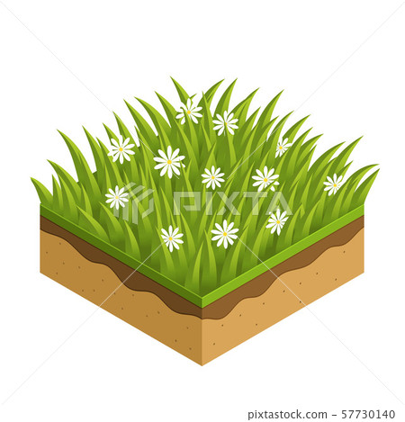 Summer grass, soil tile layers isometric Summer grass, soil tile layers isometric 57730140