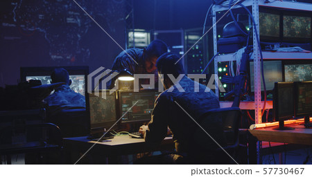 Soldier working on a computer Soldier working on a computer 57730467