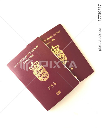 Two new danish passports on the white background Two new danish passports on the white background 57730737
