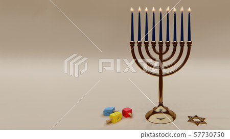 Happy Hanukkah template greetings card 3D rendering 57730750
