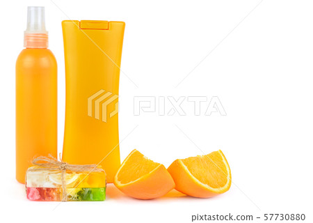 Orange natural cosmetic products isolated on white Orange natural cosmetic products isolated on white 57730880