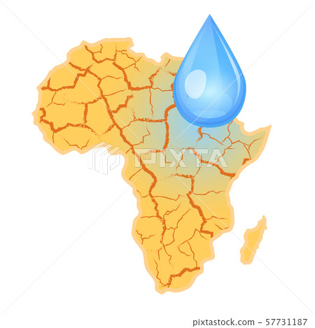 Africa needs water. Water scarcity concept. Drought in Africa and a drop of water. Vector Africa needs water. Water scarcity concept. Drought in Africa and a drop of water. Vector 57731187