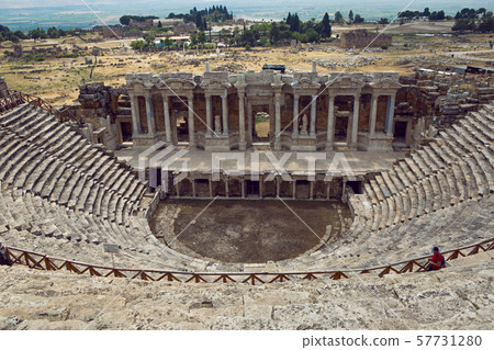 stone ruins of the ancient theatre in the summer stone ruins of the ancient theatre in the summer 57731280