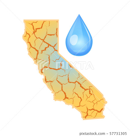 California needs water. Water scarcity concept. Drought in California and a drop of water. Vector 57731305