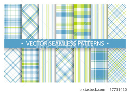 Set plaid pattern seamless. Tartan patterns fabric 57731410