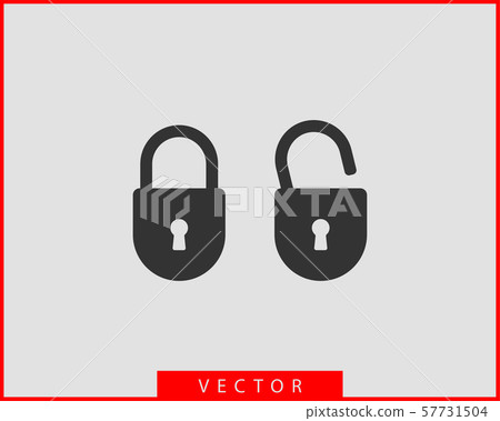 Lock icon vector. Unlock symbol flat design Lock icon vector. Unlock symbol flat design 57731504