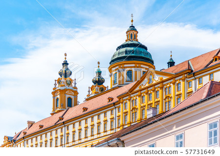 Melk Abbey, German: Stift Melk. Benedictine abbey above the town of Melk in Lower Austria, Austria Melk Abbey, German: Stift Melk. Benedictine abbey above the town of Melk in Lower Austria, Austria 57731649