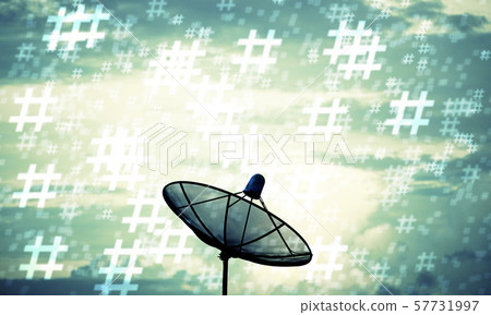 Silhouette Satellite dish and hashtag pattern. Silhouette Satellite dish and hashtag pattern. 57731997