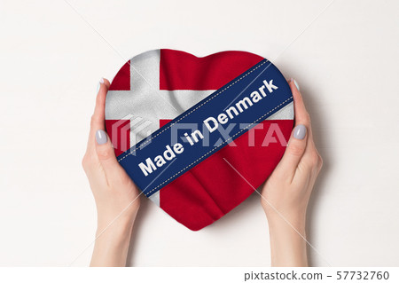 Inscription Made in Denmark the flag of Denmark. Inscription Made in Denmark the flag of Denmark. 57732760