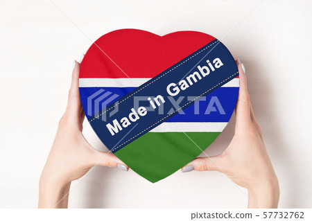 Inscription Made in Gambia, the flag of Gambia. Inscription Made in Gambia, the flag of Gambia. 57732762
