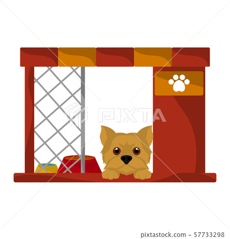 Dog house with a cute dog cartoon Dog house with a cute dog cartoon 57733298