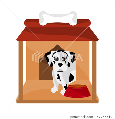 Dog house with a cute dog cartoon Dog house with a cute dog cartoon 57733319