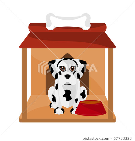 Dog house with a cute dog cartoon Dog house with a cute dog cartoon 57733323