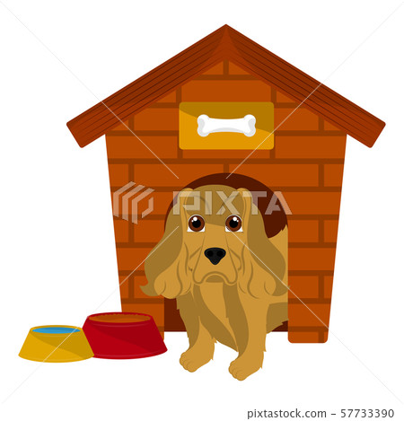 Dog house with a cute dog cartoon Dog house with a cute dog cartoon 57733390