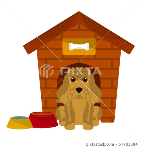 Dog house with a cute dog cartoon Dog house with a cute dog cartoon 57733394