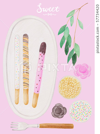 Colored pencils illustration-chocolate and sweets Colored pencils illustration-chocolate and sweets 57734420