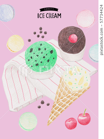 Colored pencil illustration-sweet dessert Colored pencil illustration-sweet dessert 57734424