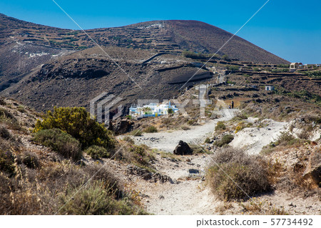 Walking trail number 9 between the cities of Fira and Oia in the Santorini Island 57734492