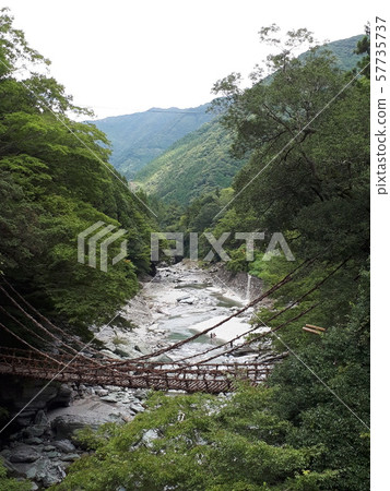 Iya Kazura Bridge (from above, Tokushima Prefecture) Iya Kazura Bridge (from above, Tokushima Prefecture) 57735737