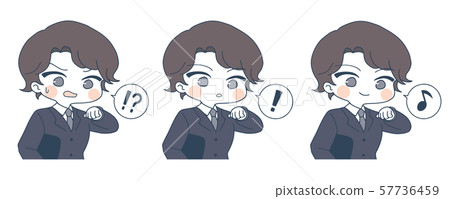 Vector, business man, checking 57736459