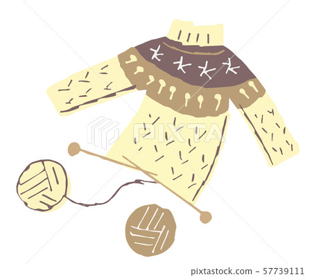 Hand knitted sweater and ball of yarn Hand knitted sweater and ball of yarn 57739111