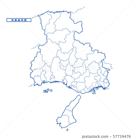 兵庫縣地圖簡單的白色地圖城市 57739476
