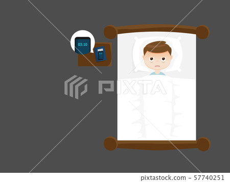sleepless man on bed in night sleepless man on bed in night 57740251